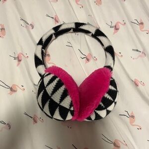 Pink and Black Geometric Earmuffs